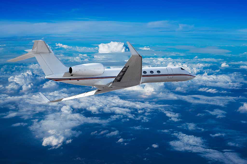 Private jet flying