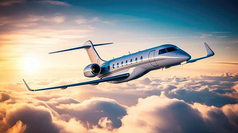 Private Jet Speeding above the clouds