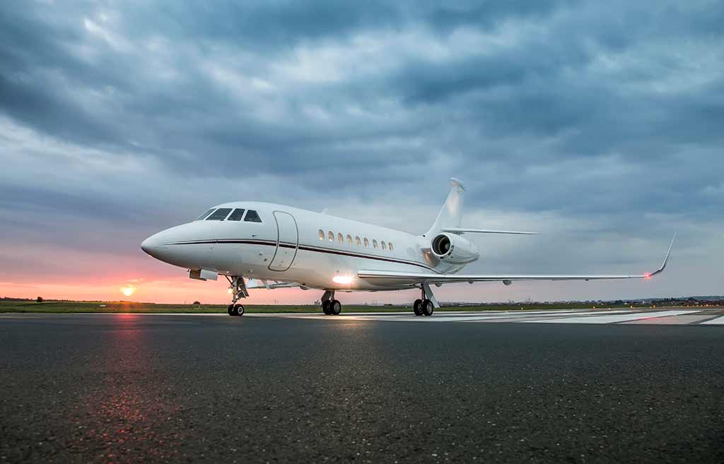 Private Jet sitting on the runway
